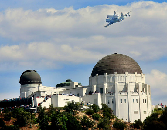 space shuttle Endeavour Arrives In L.A. Atop Transport Plane
